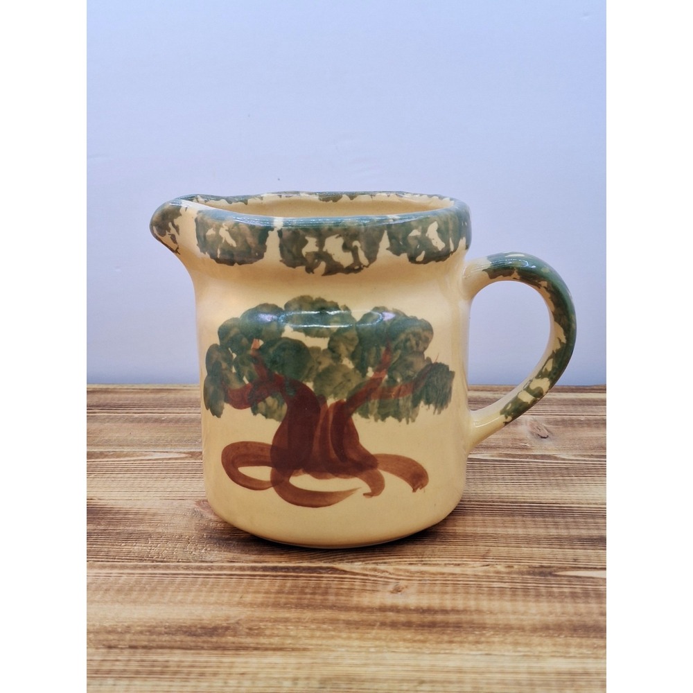 VTG Roseville‎ Ohio Alpine Pottery Apple Tree Sponge Pitcher Hand Painted #557